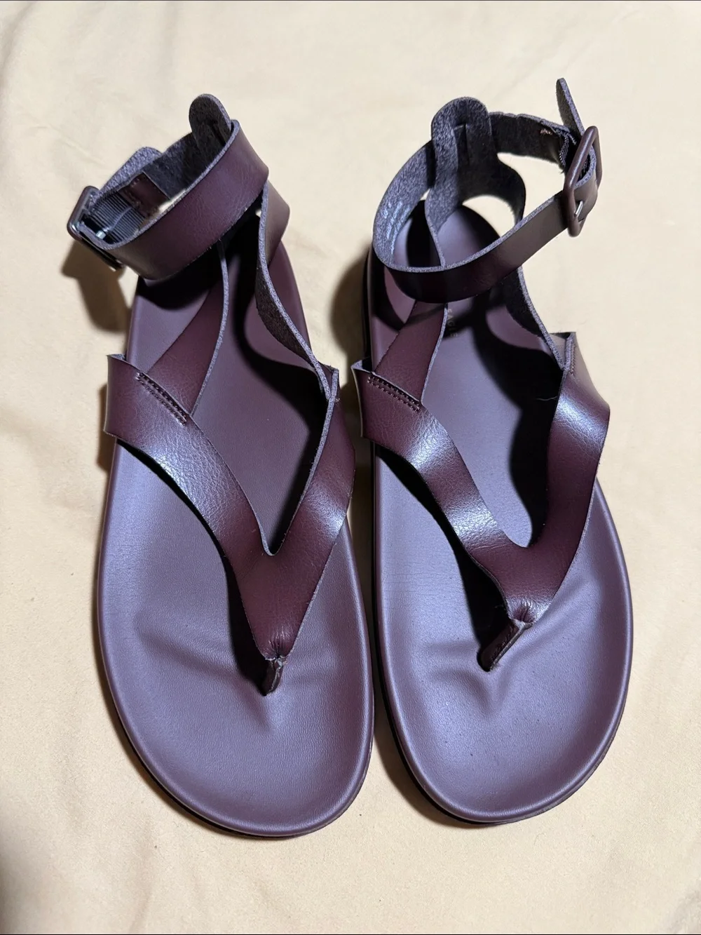 American Eagle Outfitters Women's Dark Brown Ankle-Strap Toe-Loop Sandals - Picture 1 of 7